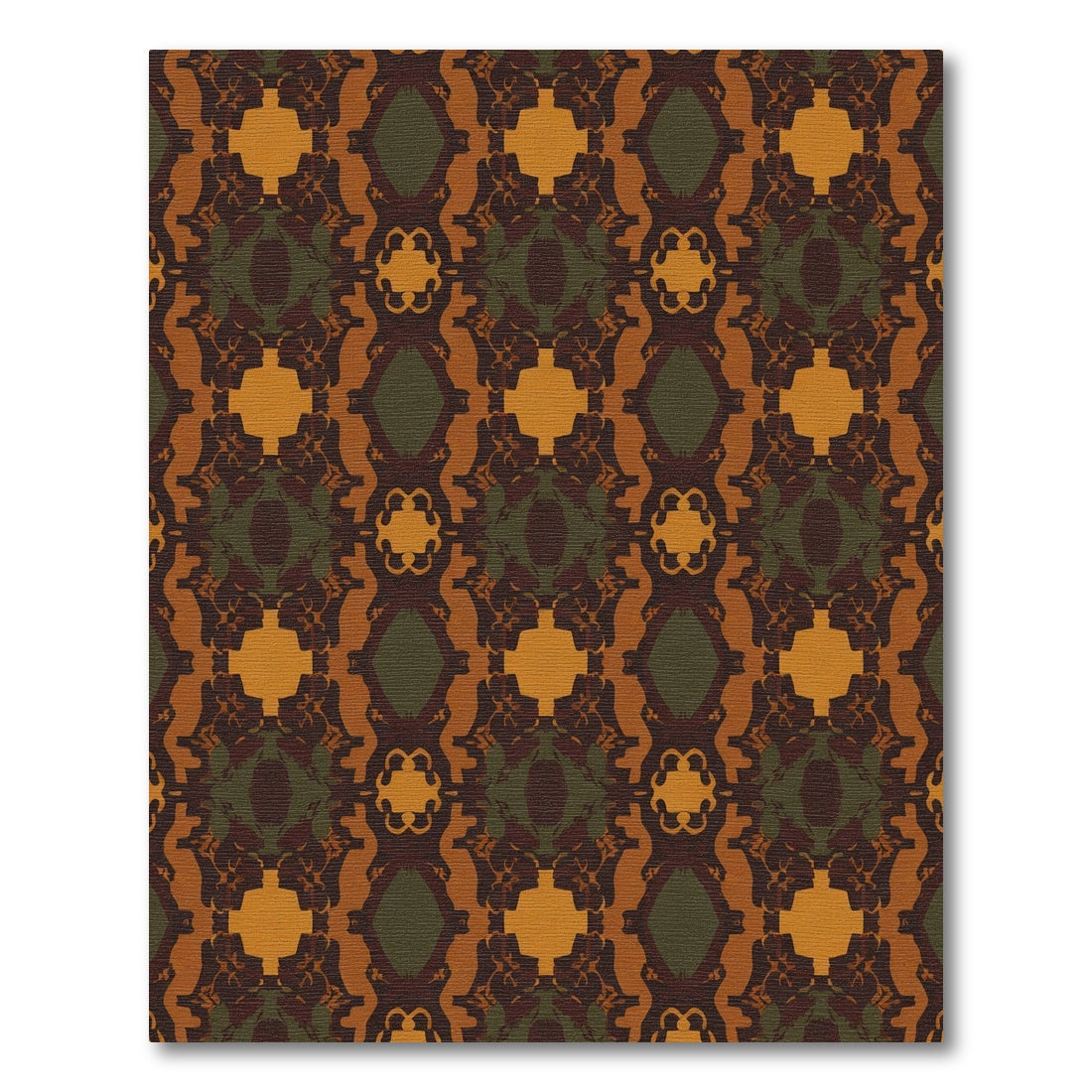 Rich Ochre Abstract Symmetry Rug