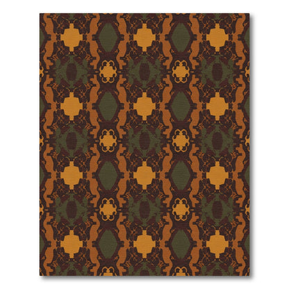 Rich Ochre Abstract Symmetry Rug