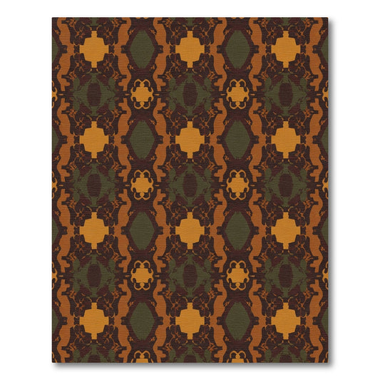Rich Ochre Abstract Symmetry Rug