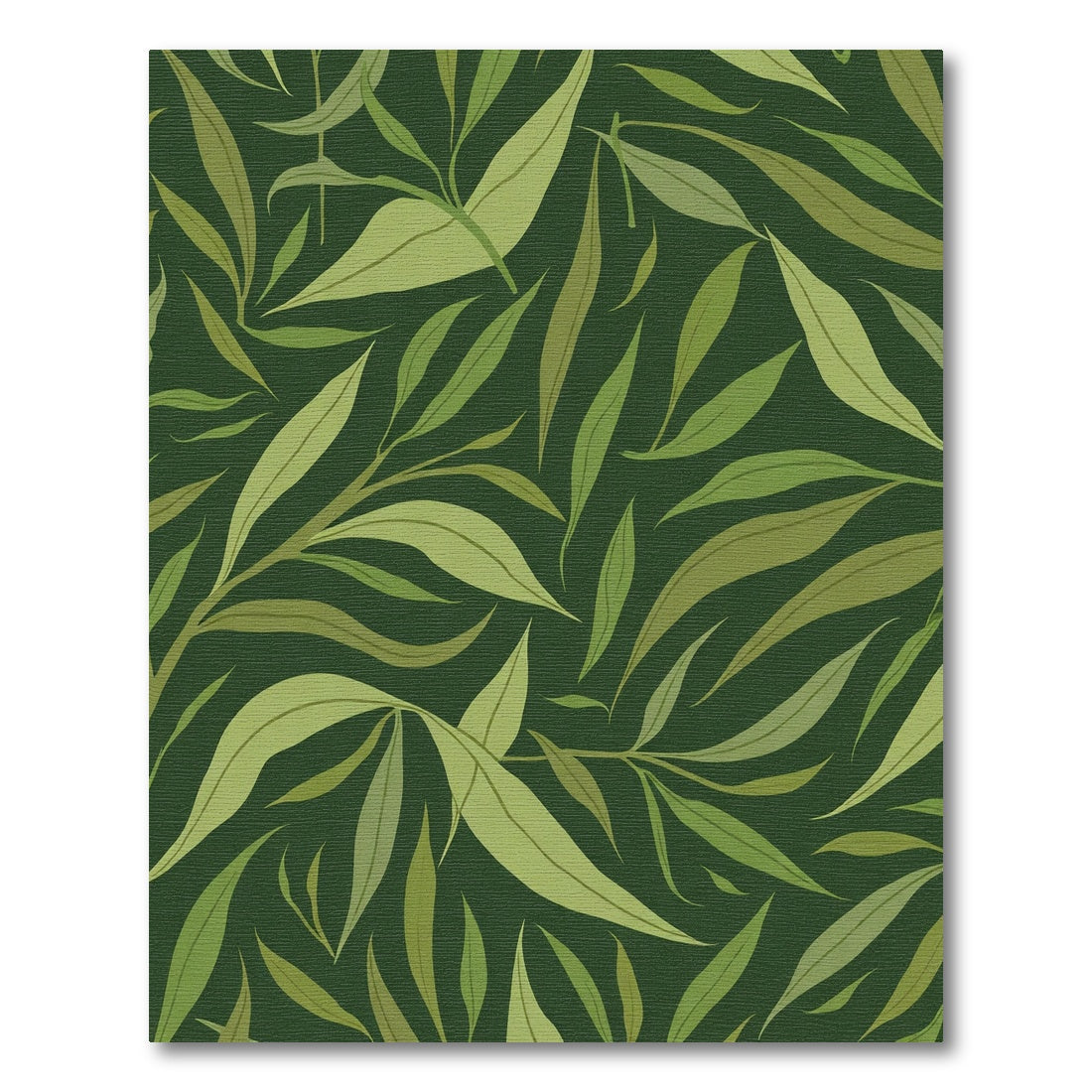 Deep Green Willow Leaf Whimsy Rug