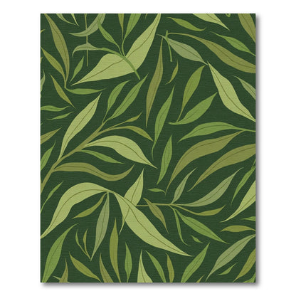 Deep Green Willow Leaf Whimsy Rug