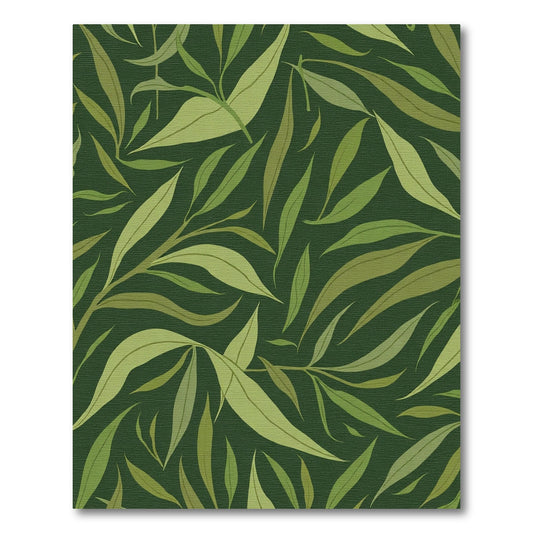 Deep Green Willow Leaf Whimsy Rug