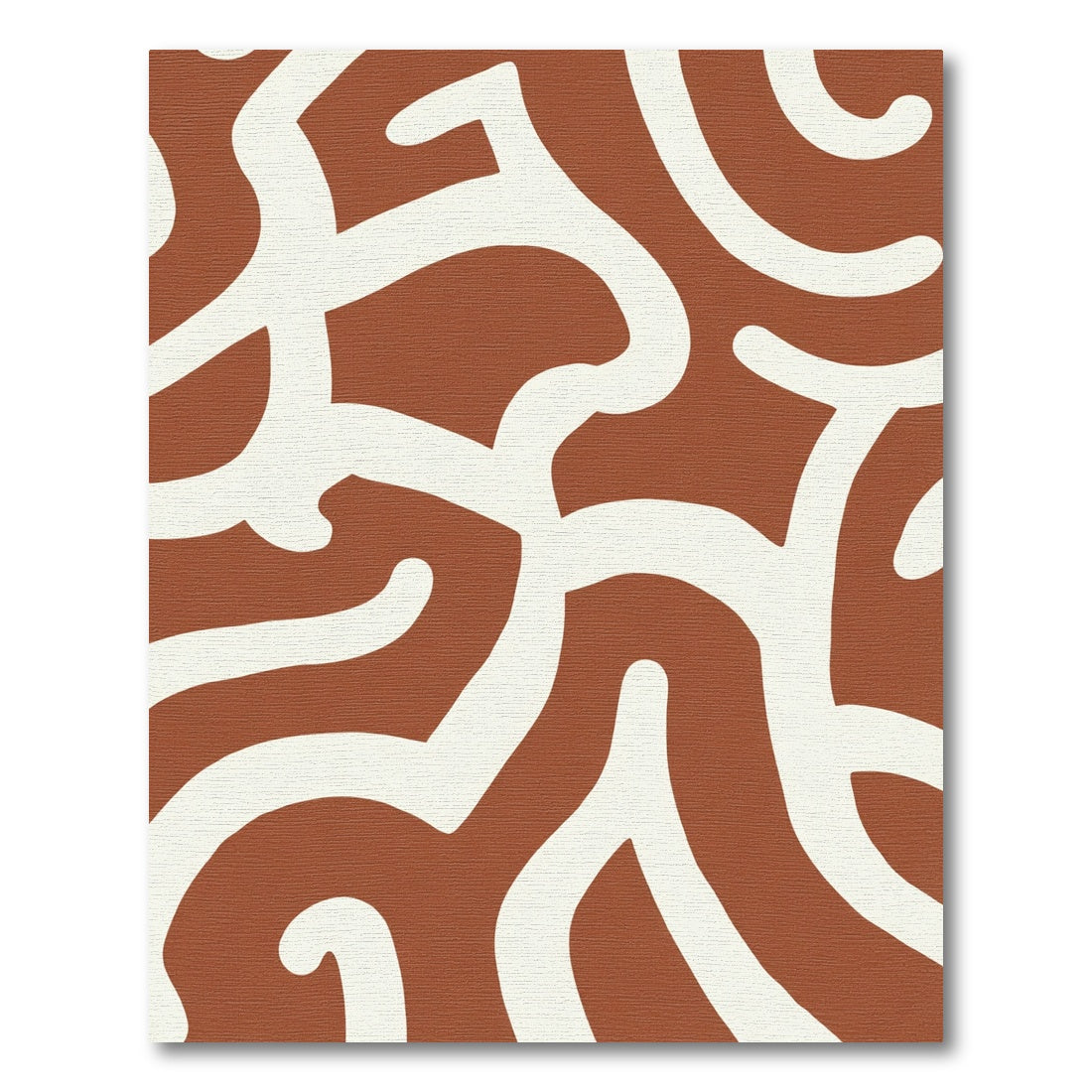 Terracotta White Wavy Abstract Rug