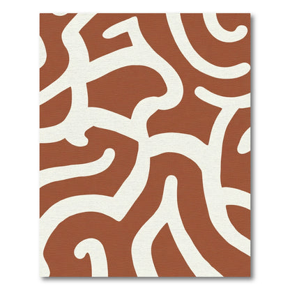 Terracotta White Wavy Abstract Rug