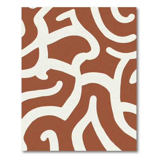 Terracotta White Wavy Abstract Rug