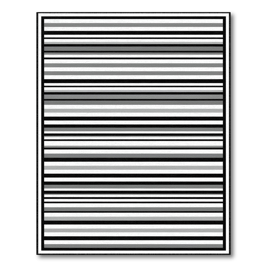 Black White Horizontal Stripe Geometric Rug