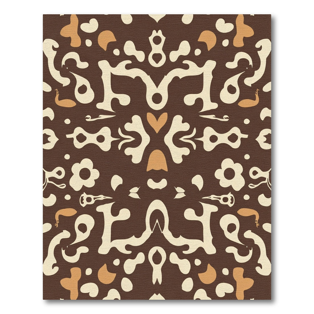 Rich Brown Cream Folk Animal Art Rug