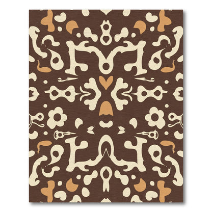 Rich Brown Cream Folk Animal Art Rug