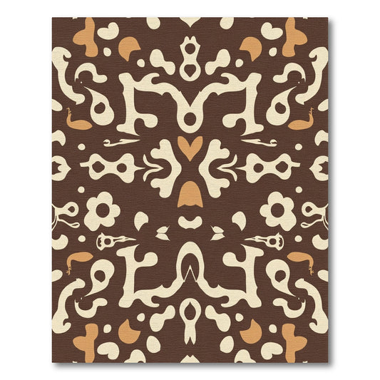 Rich Brown Cream Folk Animal Art Rug