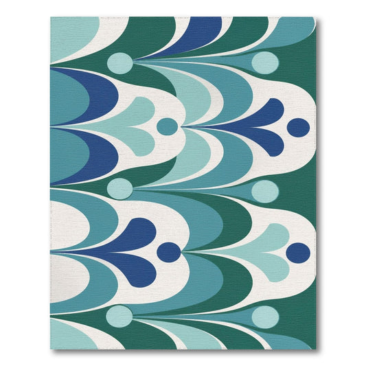 Blue Teal Abstract Wave Area Rug