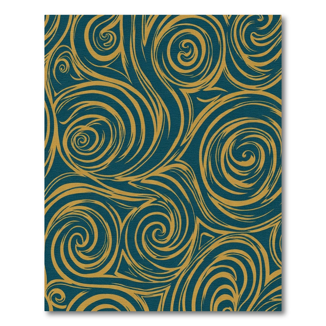 Teal and Gold Swirls Rug