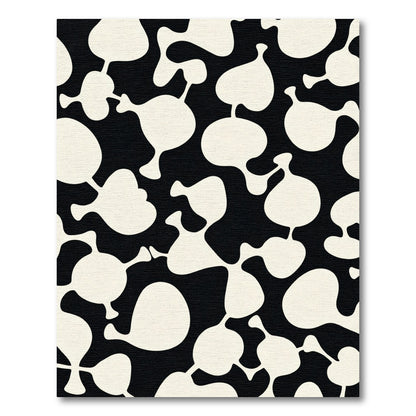 Mid-century Organic Black Cream Shapes Rug