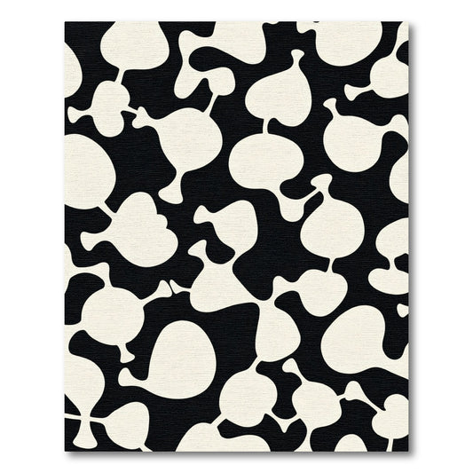 Mid-century Organic Black Cream Shapes Rug