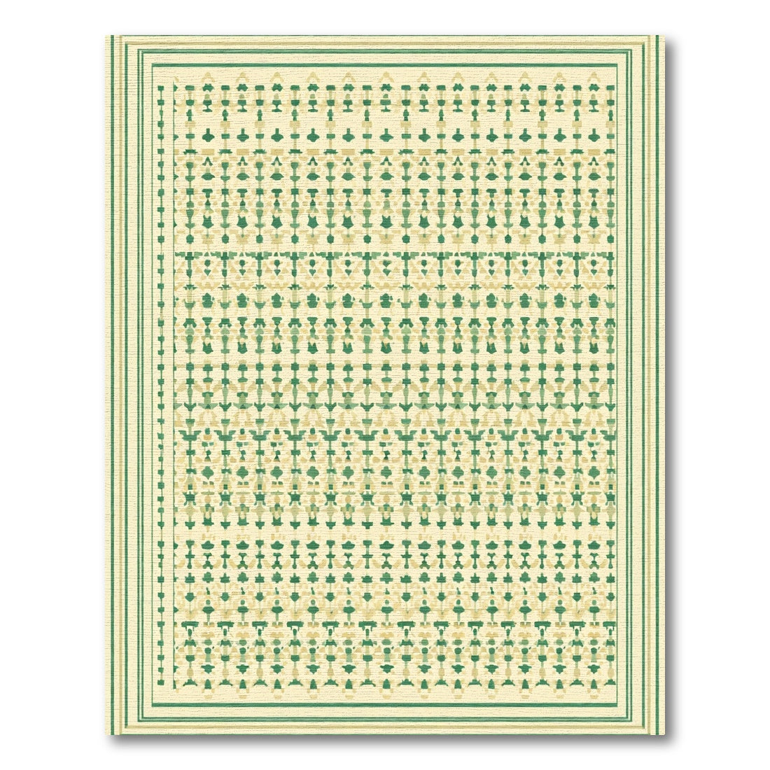 Green Beige Geometric Lattice Rug