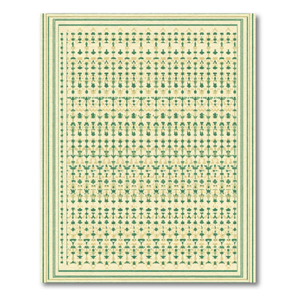 Green Beige Geometric Lattice Rug