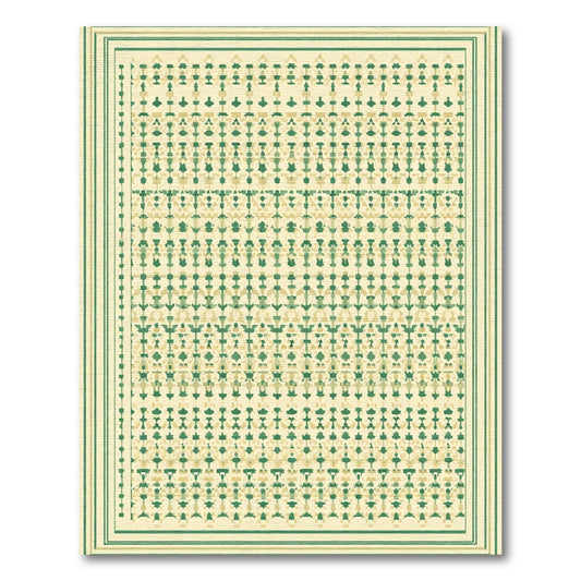 Green Beige Geometric Lattice Rug