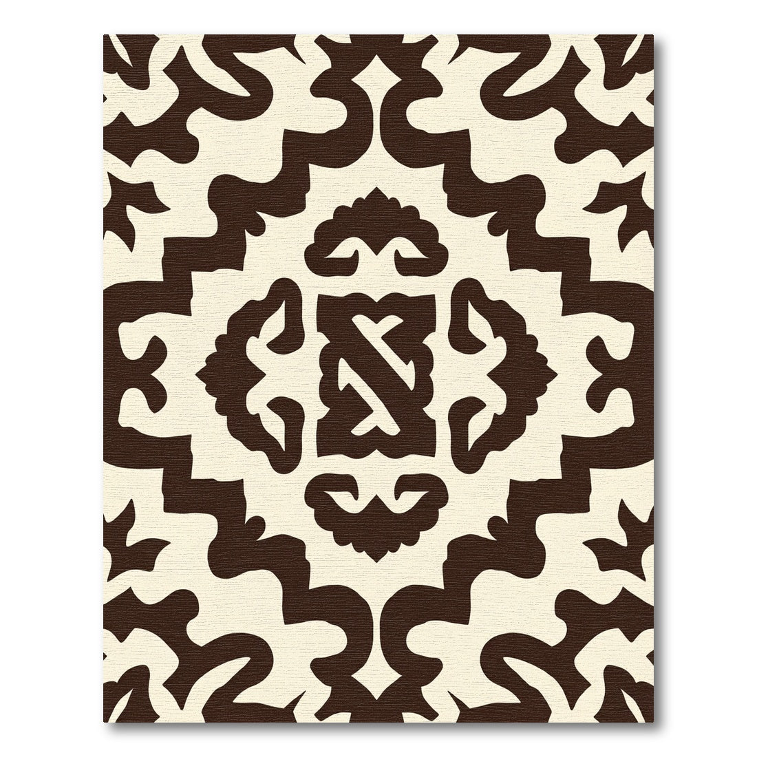 Dark Brown Cream Medieval Floral Rug