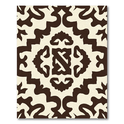 Dark Brown Cream Medieval Floral Rug