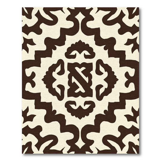 Dark Brown Cream Medieval Floral Rug