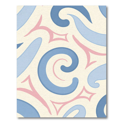 Soft Blue Pink Swirls Abstract Rug
