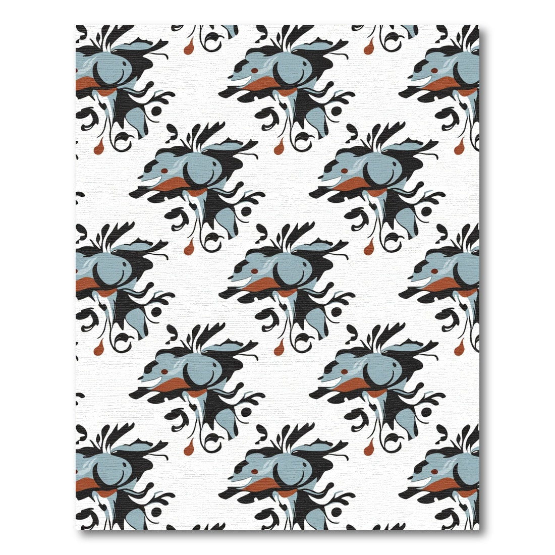 Abstract Blue Black Whimsical Swirl Rug