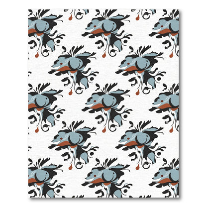 Abstract Blue Black Whimsical Swirl Rug