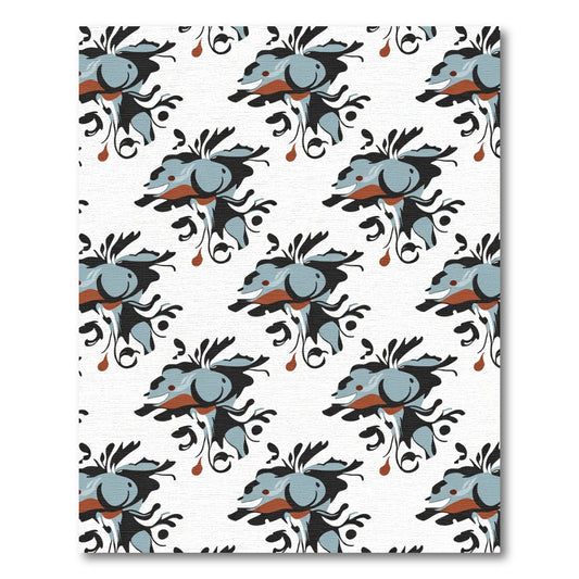Abstract Blue Black Whimsical Swirl Rug
