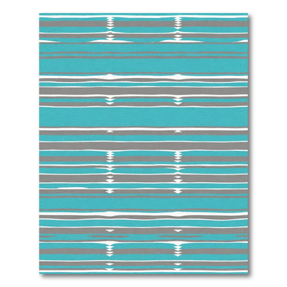 Modern Teal Gray Stripe Diamond Rug