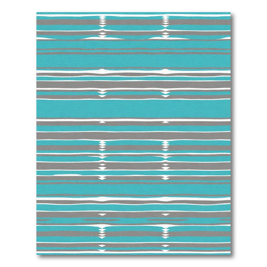 Modern Teal Gray Stripe Diamond Rug
