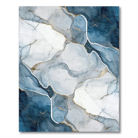 Blue Gold Marble Abstract Area Rug