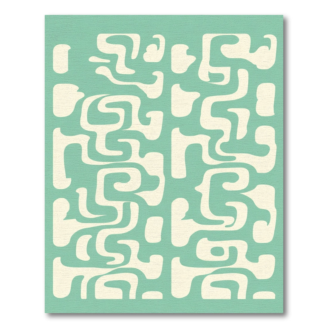 Cream Abstract Aqua Interlocking Shapes Rug