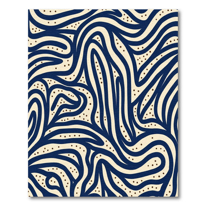 Navy Cream Wavy Abstract Flow Rug
