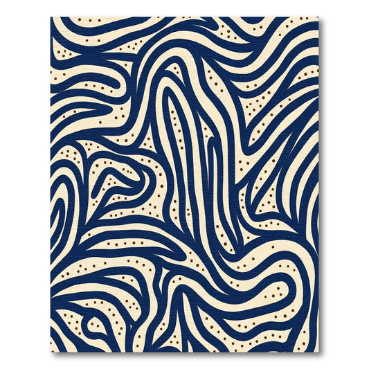 Navy Cream Wavy Abstract Flow Rug
