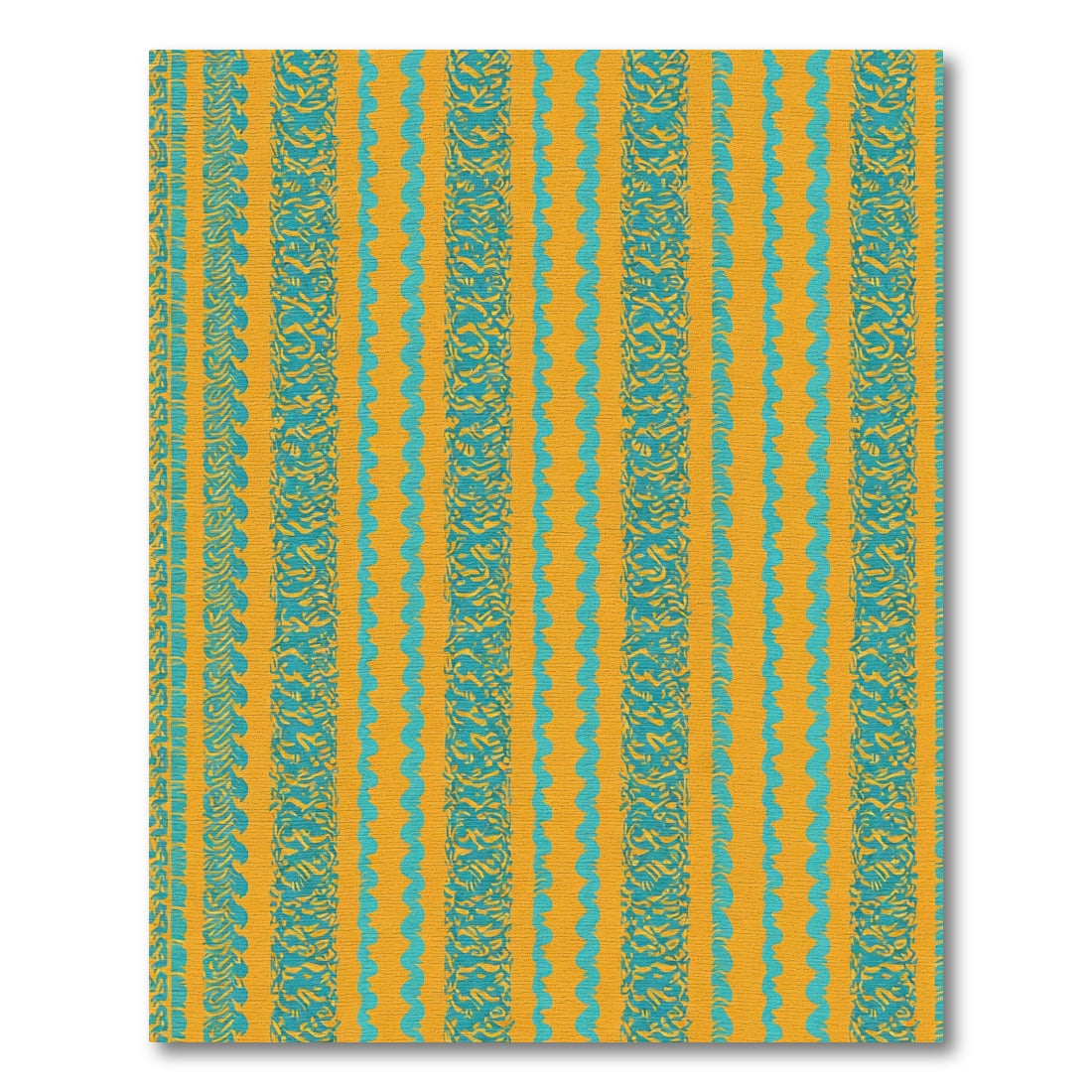 Turquoise Bold Stripe Ochre Texture Rug