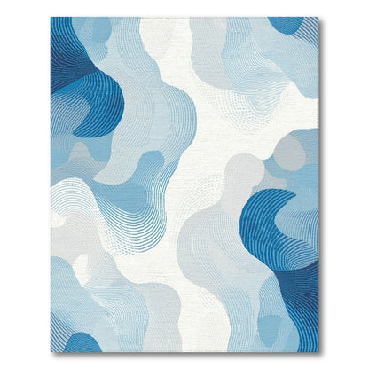 Abstract Blue Fluid Waves Rug