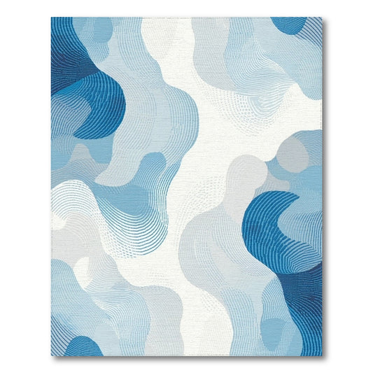 Abstract Blue Fluid Waves Rug