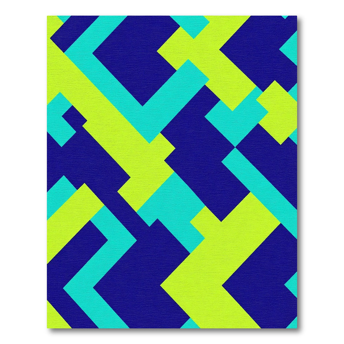 Bold Neon Geometric Interlocking Shapes Rug