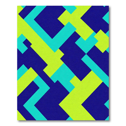 Bold Neon Geometric Interlocking Shapes Rug