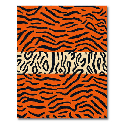 Bold Orange Black Animal Stripe Accent Rug