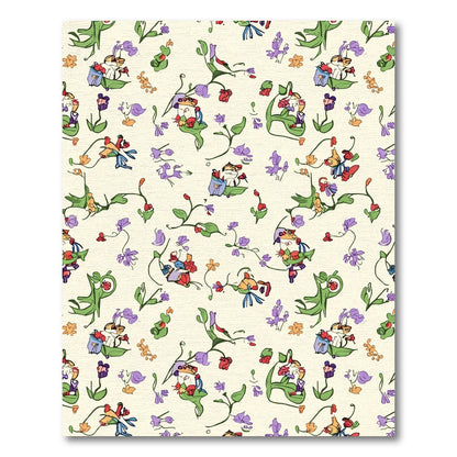 Whimsical Floral Scene Colorful Animals Rug