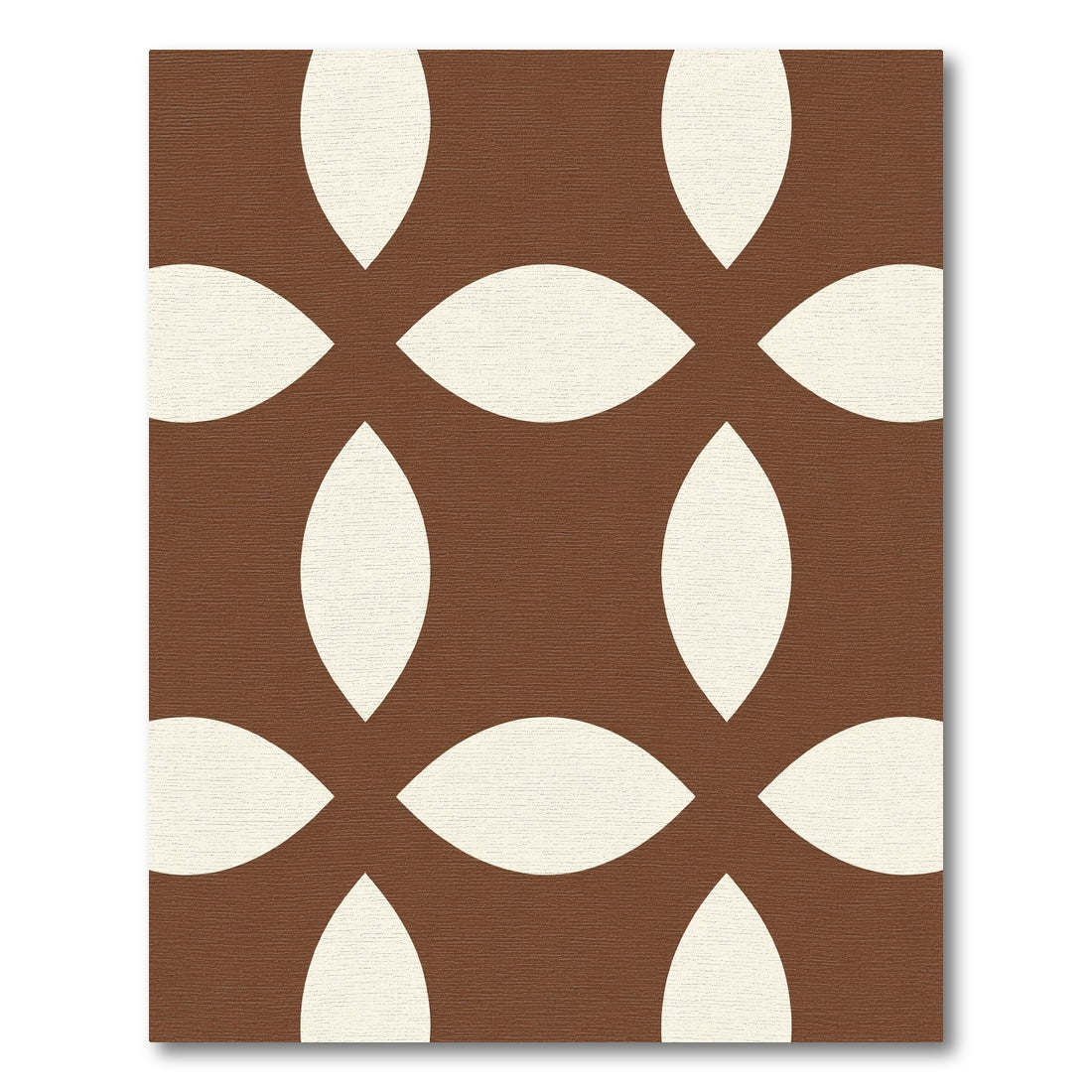 Cream Leaf Geometric Brown Rug