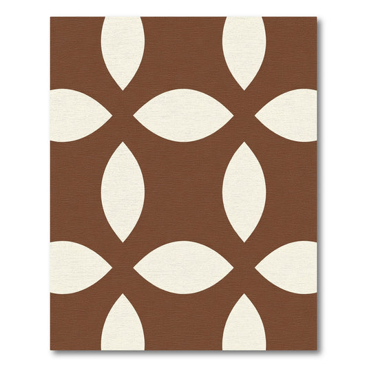 Cream Leaf Geometric Brown Rug