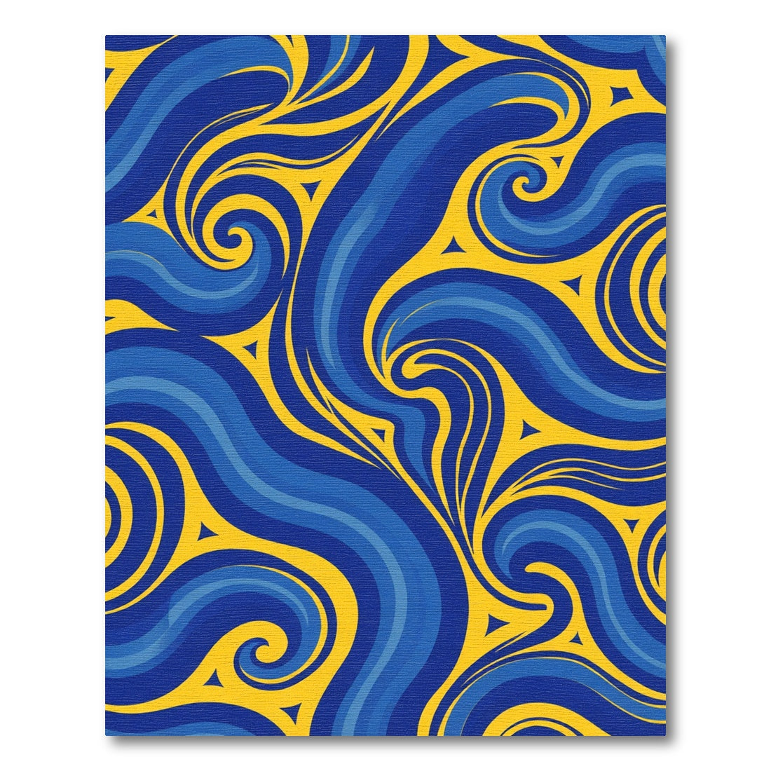 Blue Yellow Swirling Abstract Waves Rug