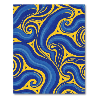 Blue Yellow Swirling Abstract Waves Rug