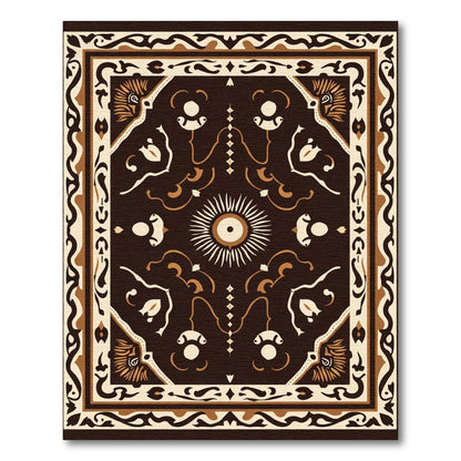 Brown Cream Sunburst Floral Eye Rug