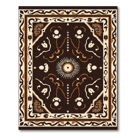 Brown Cream Sunburst Floral Eye Rug