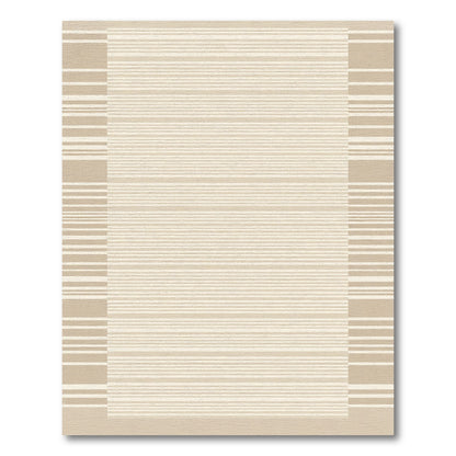 Neutral Contemporary Stripe Border Rug