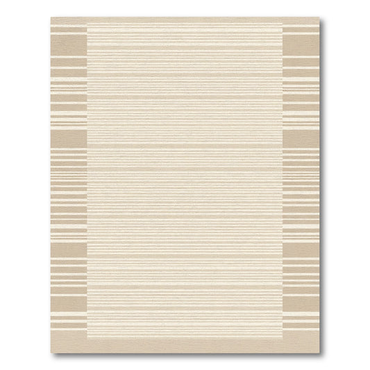 Neutral Contemporary Stripe Border Rug