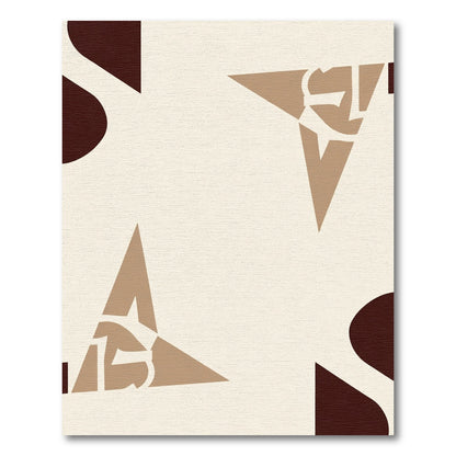 Brown Tan Abstract Geometric Composition Rug