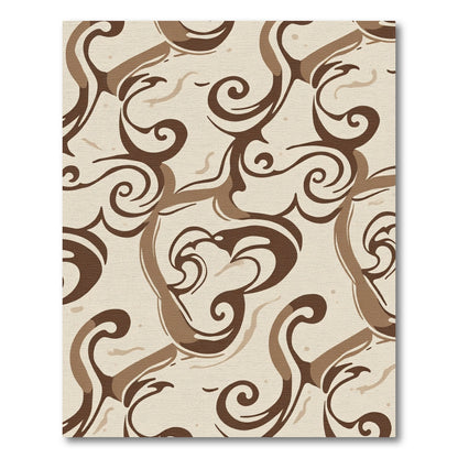 Warm Brown Swirl Abstract Rug